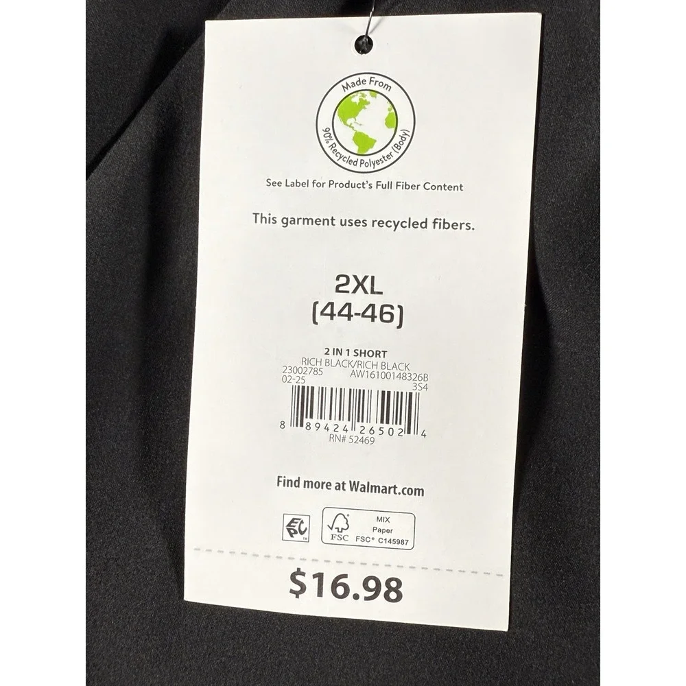 Athletic Works  2 In 1 Short Men's 2XL - Black - NEW WITH TAGS - Picture 4 of 14
